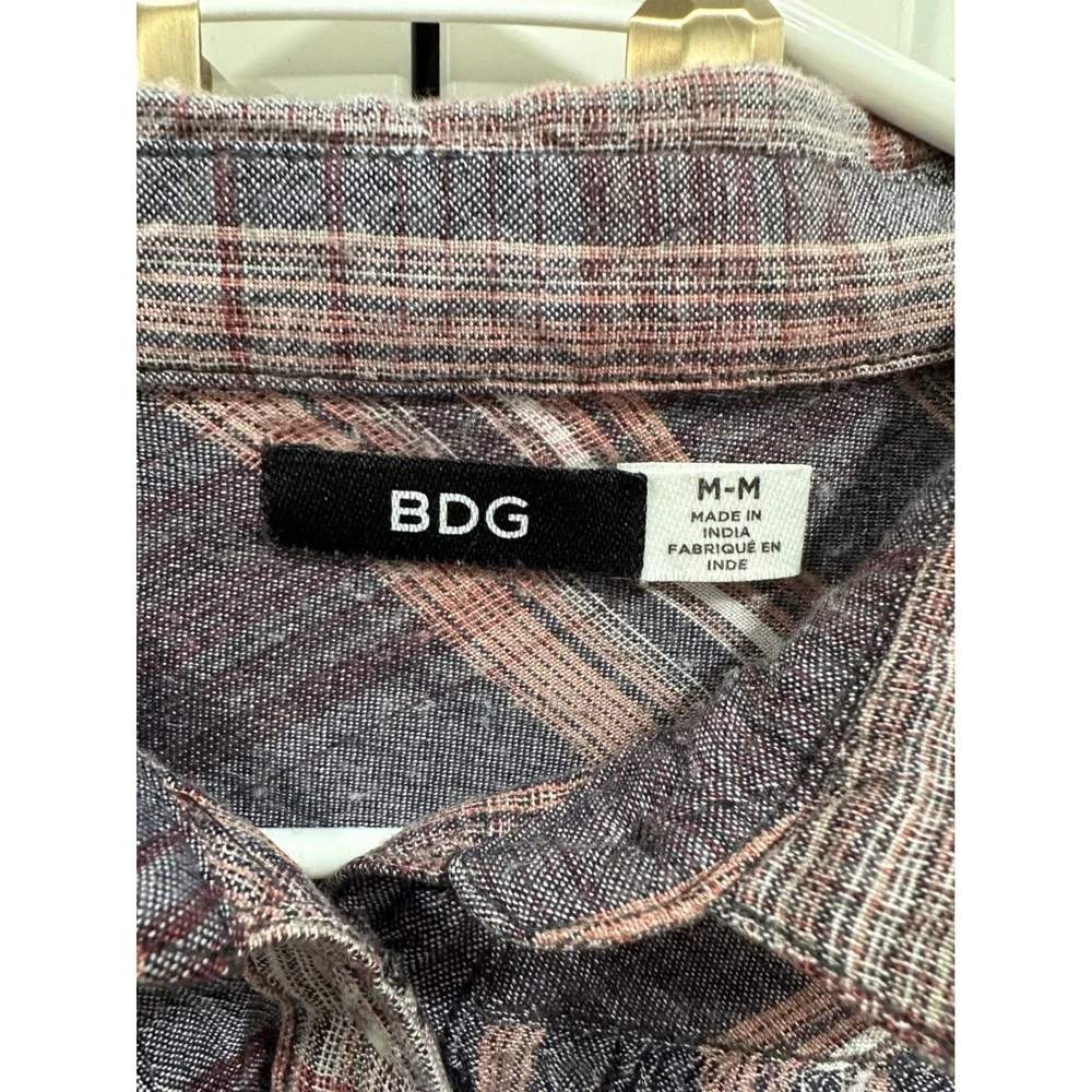 BDG Urban Outfitters Womens Medium Plaid Tie Front Button Down Shirt - Picture 3 of 6